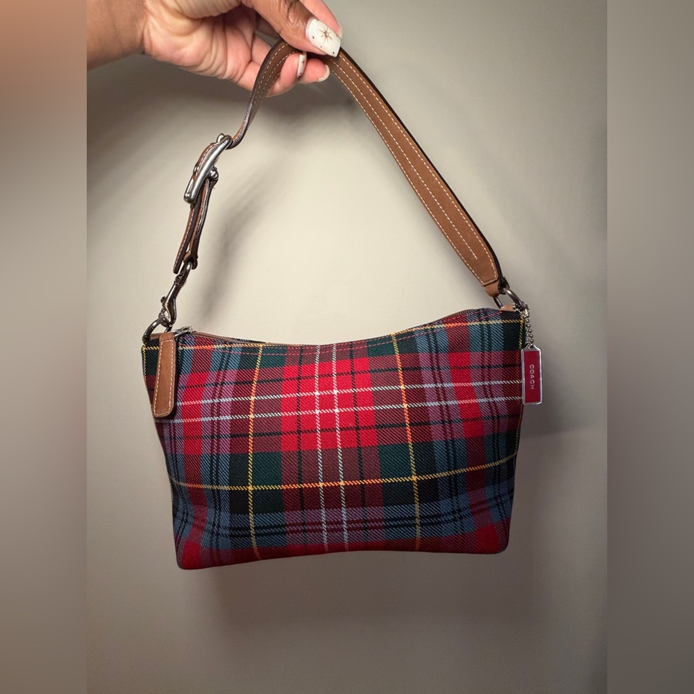 SOLD - Vintage Coach Wool Plaid Shoulder Bag